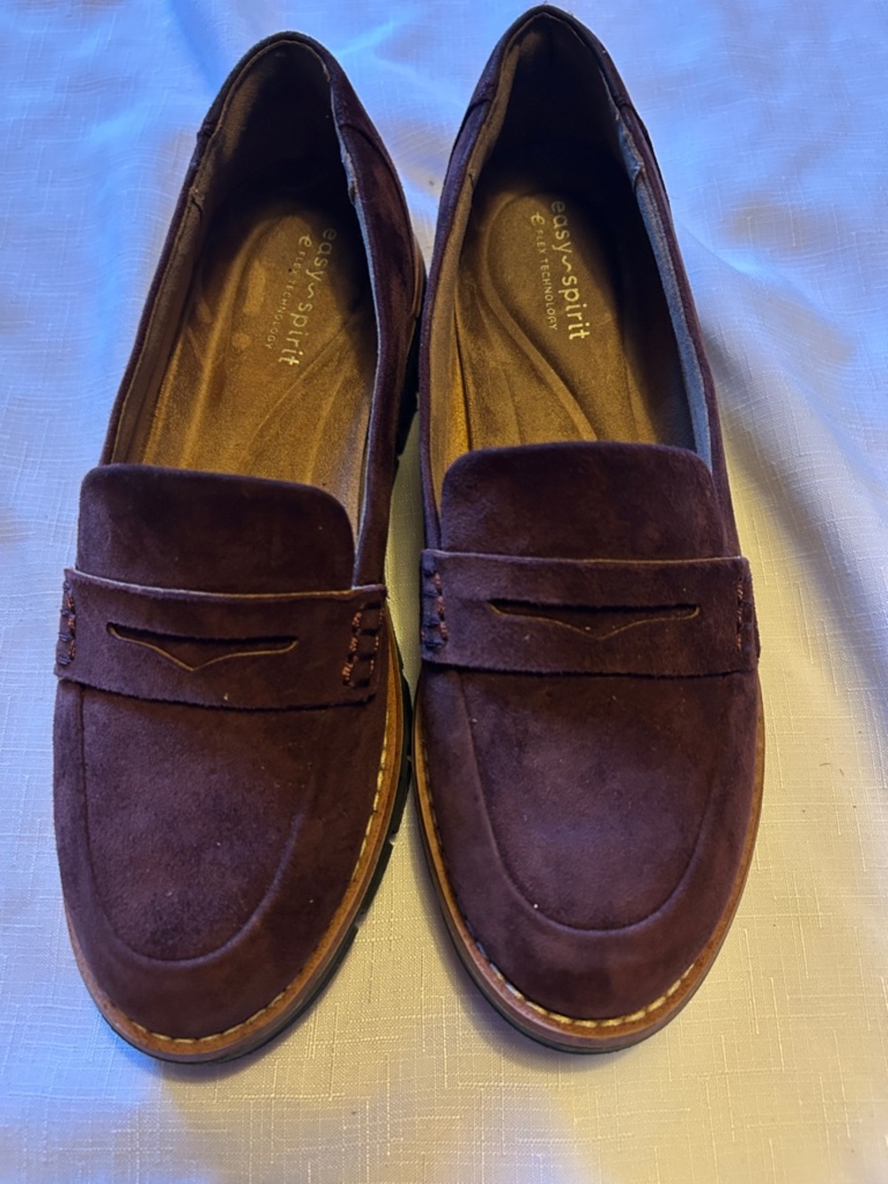 Easy Spirit Plum Suede Penny Loafers